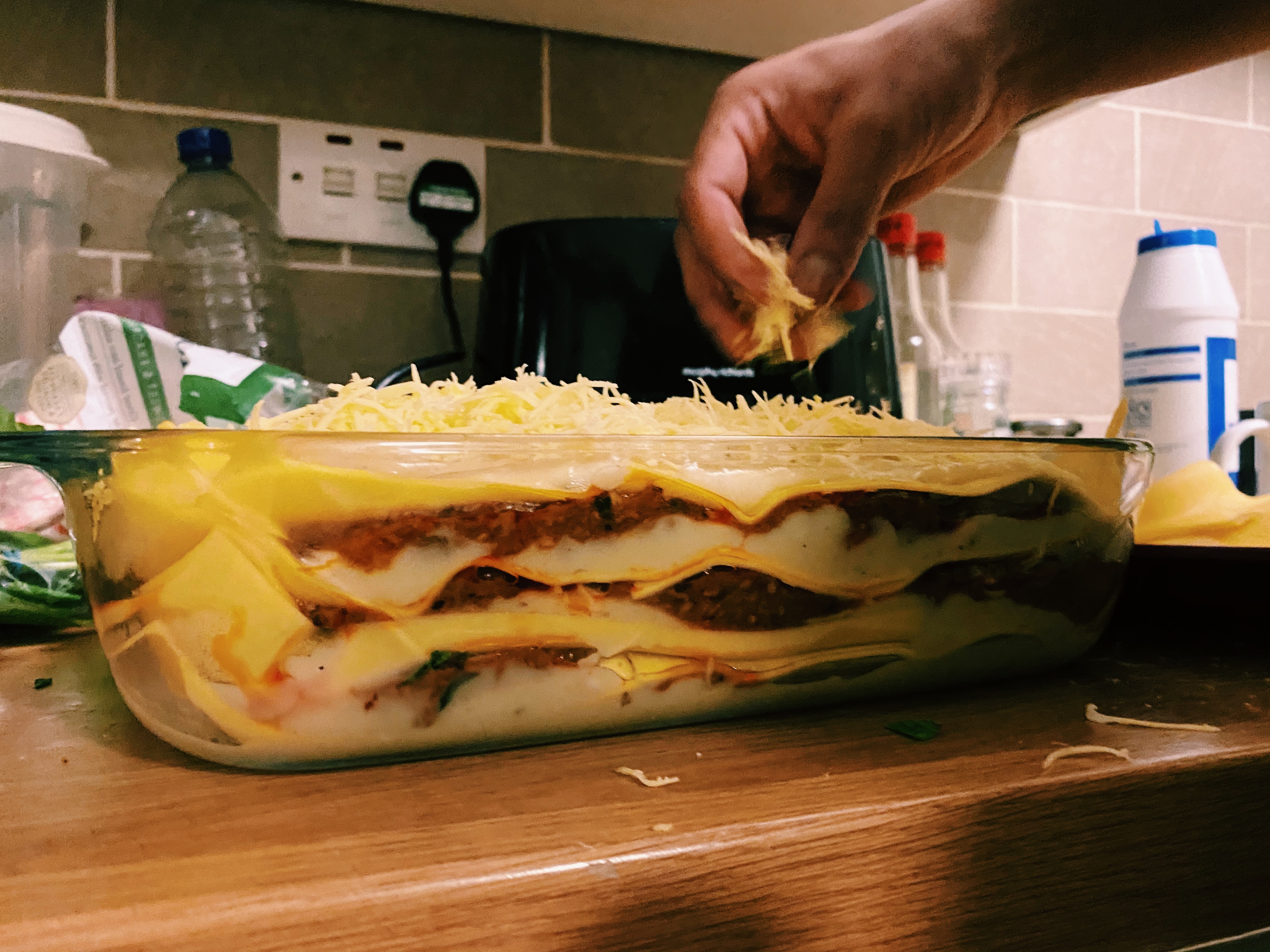 A picture of lasagna, heavily cheese based